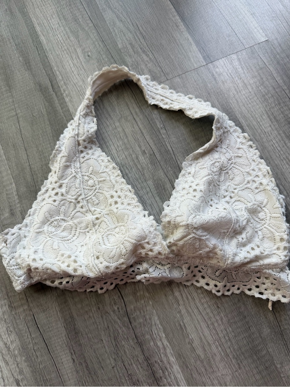 Aeropostale White Lace Halter Bralette